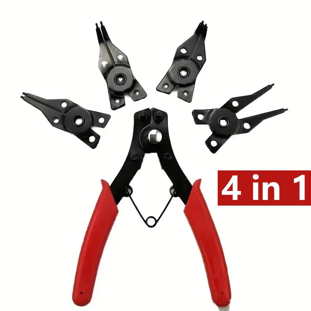 

4-In-1 Circlip Pliers Set Snap Ring Pliers Multi-function Crimp Removable Plier Head Antirust Anti Corrosion Hand Tools