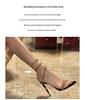 RC Rhinestone Snake Wrap Around Stiletto Heels - Sexy Open Toe Ankle Strap Sandals for Women in European & American Style
