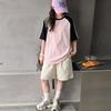 Girls' Patchwork Short-Sleeve T-Shirt & Shorts Set 2026 - New Style for Ages 8-14 Daily Wear