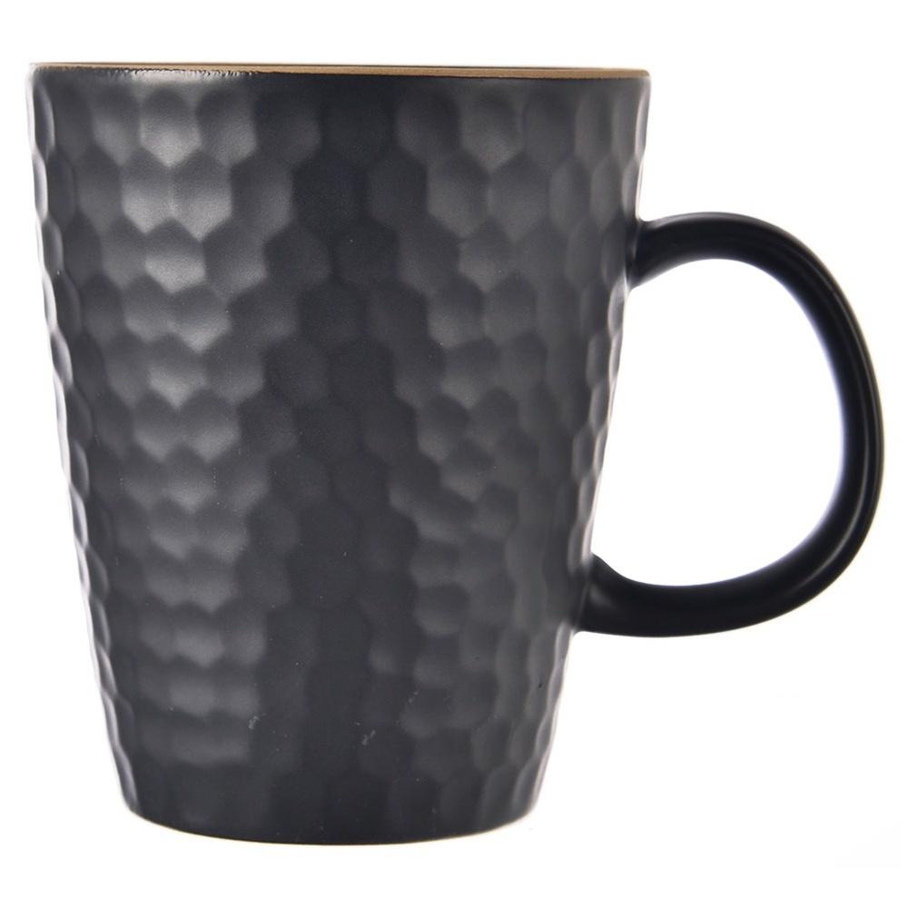 Black Ceramic Mug for Drinking Coffee, Tea, Herbs, Beverages, Large 420 Ml