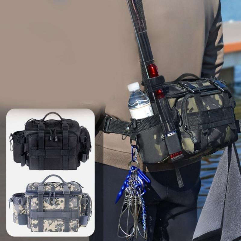 Waterproofs Fishing Gear Bag Outdoor Shoulder Crossbody Bag Fishing Tackle Backpacks Multipockets Lures Gear Shoulder Bag