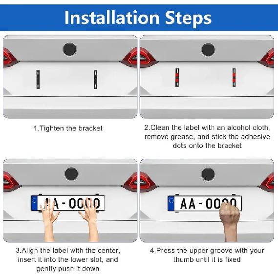 4 Set License Plate Holder Frameless Universal Number Plate Holder Weatherproof Invisible For All Vehicles And Models