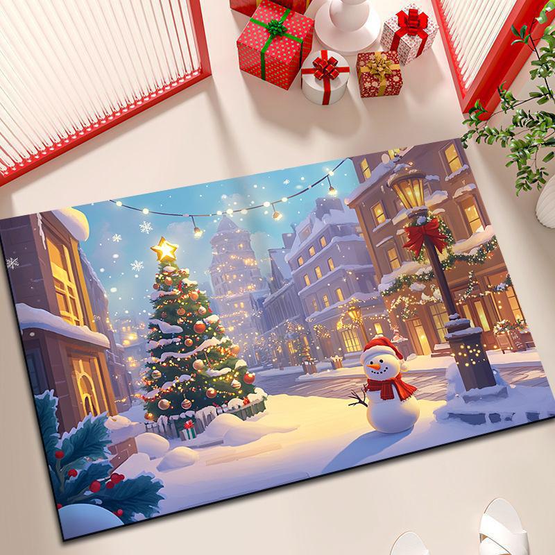 Christmas Atmosphere Diatom Mud Entry Door Floor Mat Porch Absorbent Quick Drying Non-slip Door Dirt Mat Household
