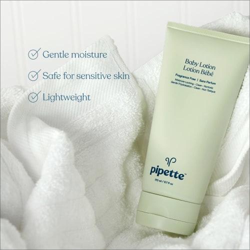 Pipette Baby Lotion - Fragrance Free, Hydrates & Nourishes Sensitive Skin, Baby Essentials for Newborn, Renewable Plant-Derived Squalane, 5.7 fl oz