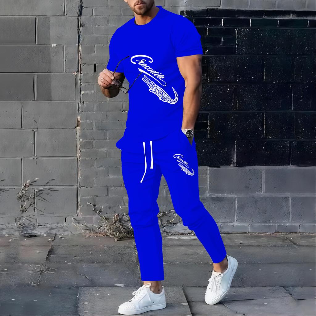 Summer Comfortable Sports Suit Men's Running Fitness Suit Short-sleeved Trousers Quick-drying Two-piece Set