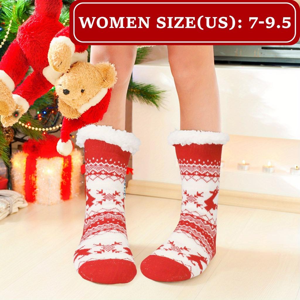 high qualityCozy Fuzzy Slipper Socks for Women - Non-Slip, Thick Lined Winter Warmth, Unique Pattern, Machine Washable - Perfect Christmas Gift,