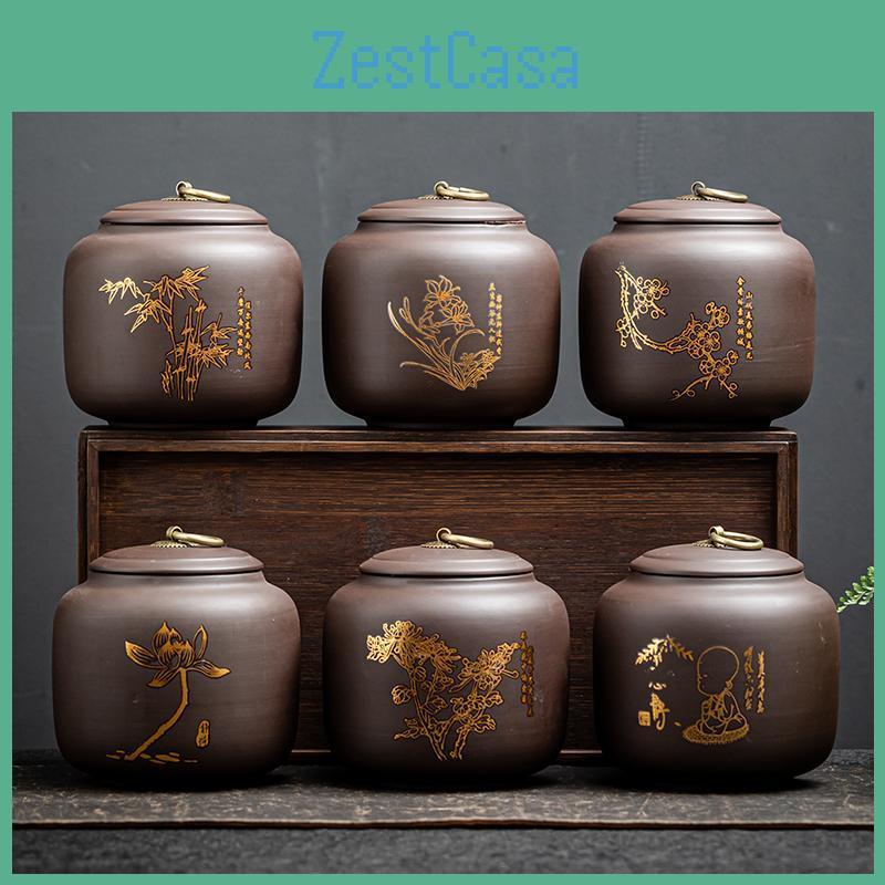 Creative Clay Purple Caddy Tea Storage Tank Tea Set Household Tea Ceremony Accessories Moistureproof Large Puer Tea Caddy