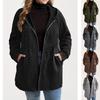 Damen einfarbiger Hoodie mit Wellenstich und aufgesetzter Tasche, lockere lässige Langarm-Herbst-Winter-Oberteile
