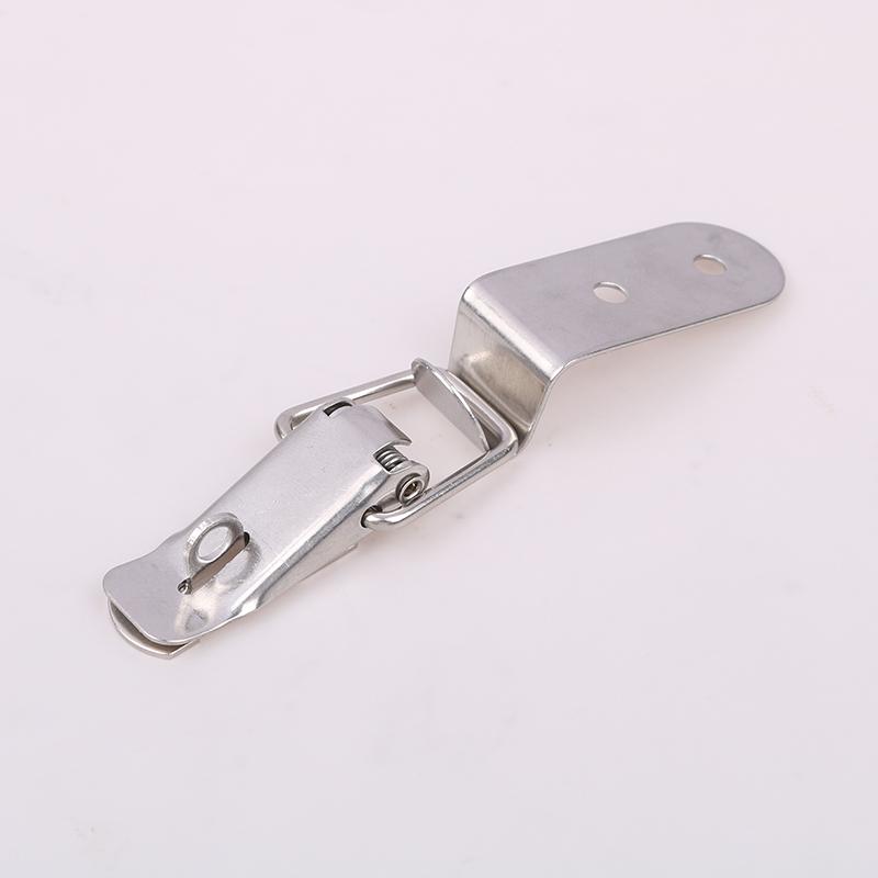 90 Degrees Duck-Mouth Buckle Hook Lock Stainless Steel Spring Loaded Draw Toggle Latch Clamp Clip Silver Hasp Latch Catch Clasp