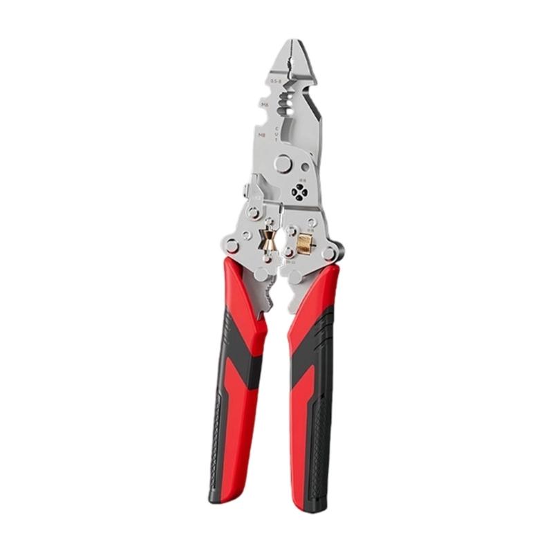 Professional 12 Function Collapsible Wire Stripping Tool With Crimping Cutting And Safety Lock Wire Crimper