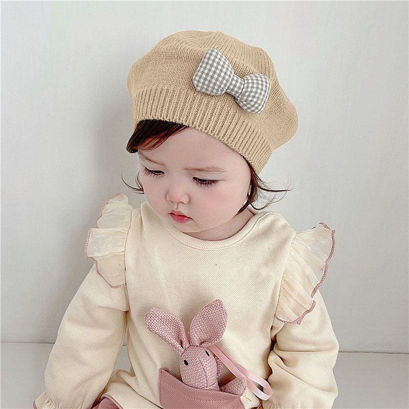 Children'S Beret Baby Hat Cute And Super Cute Autumn And Winter Girl'S Stylish Korean Style Princess Knitted Wool Painter'S Hat