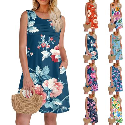Women's Casual Sundress With Pockets Summer Boho Beach Dress,Holiday Hresses For Women Tank Dresses