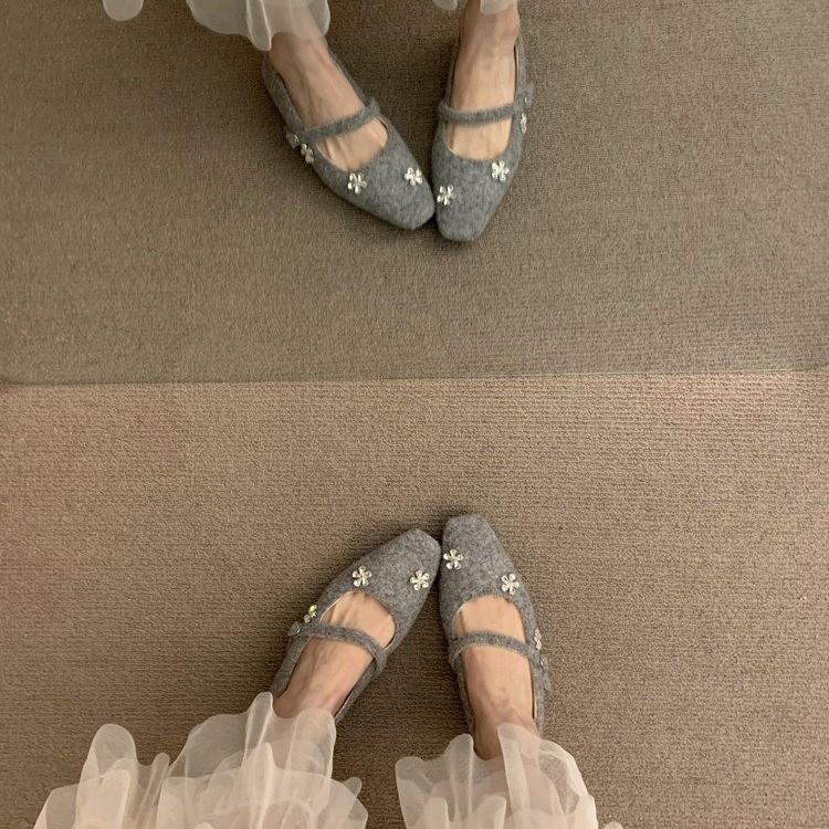 Inner height increase cm retro temperament rhinestone word with Mao Mao single shoes women s shoes autumn and winter Mary Jane shoes 40 серый 3330₽
