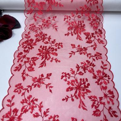 (3 Colors) 1m X 21cm Embroidery Net Lace, Floral Embroidery Mesh Lace Fabric for Dress, Lingerie, Bra, Underwear, Garment, DIY Sewing
