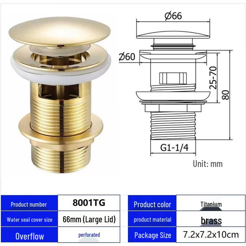 

Titanium Gold Stainless Steel Pop-up Sink Drainer