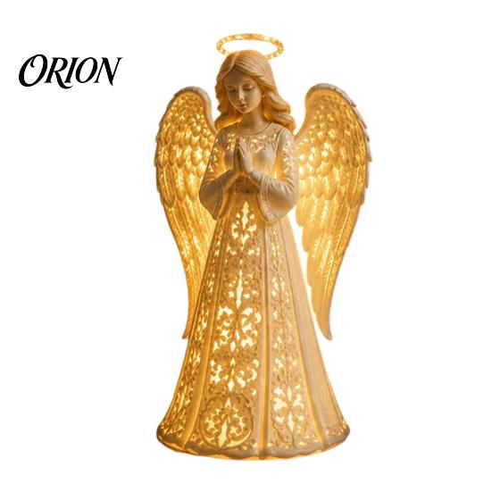 Prayer Angel Statue Decoration Guardian Figurine with Warm LED Light for Christmas Decor, Praying Inspirational Gifts Women Tabletop Night Lamp