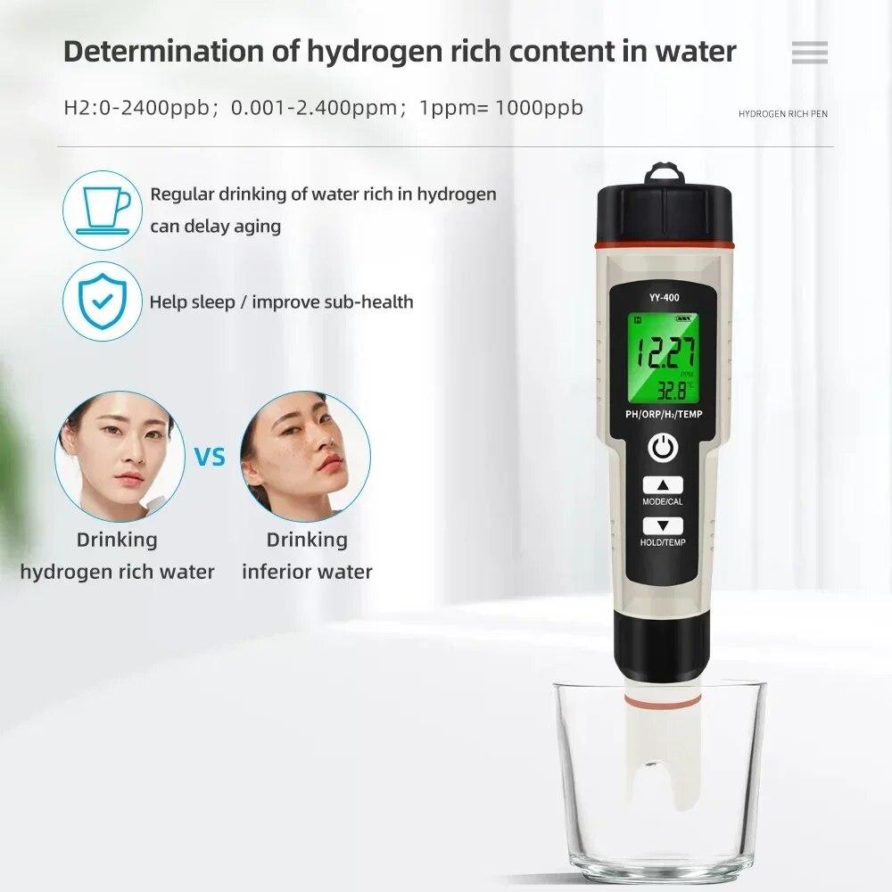 4 in 1 PH ORP H2 Temperatur Wasserstoff-reiche Meter Tragbare Stift Wasser Qualität Reinheit Detektor für Aquarium Pool Hydrokultur