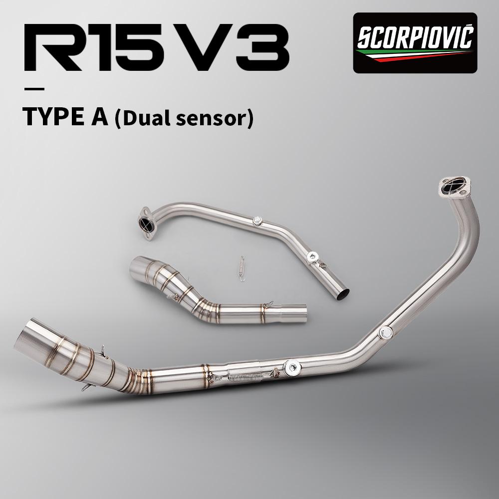 For MT15 R15 V3 V4 V4 Motorcycle Exhaust System Stainless Steel Pipe Head Pipe 2017-2025 TYPE-A
