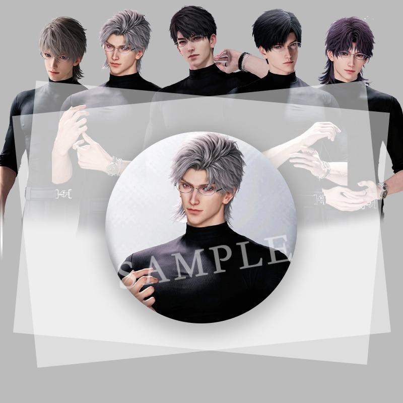 1/5 Stück 58MM Love and Deepspace Sylus Rafayel Zayne Xavier Caleb Anime Cosplay Abzeichen Schwarzes Enganliegendes Oberteil Brosche Anstecknadel Kostümdekoration