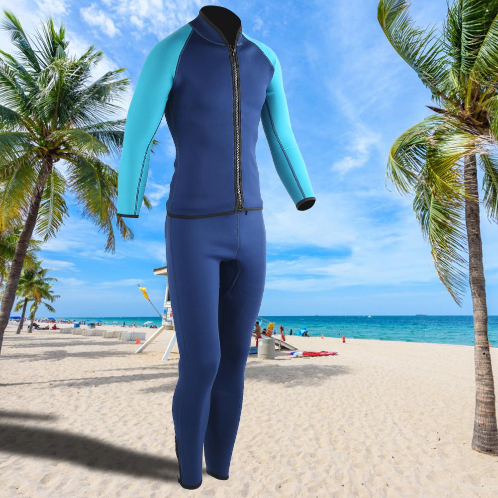 2mm Adult Two Piece Wetsuit Keep Warm Accessory for Diving Snorkeling Surfing(Navy(M) )
