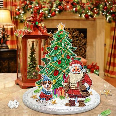 Christmas Diamond Art Table Decor Desktop Diamond Painting Ornament Kits Art Kits For Xmas Tree & Claus Table Office Home Decora