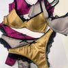 Set de lenjerie de corp pentru femeie, din țesătură de mătase franceză, braletă sexy din dantelă, cupă subțire, set de sutien push up, lenjerie romantică trandafir, pentru femei intime