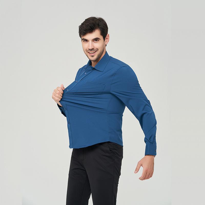 

Мужская однотонная рубашка-платье большого размера с длинным рукавом и эластичной тканью 3XL [Recommended 205-115 kg]