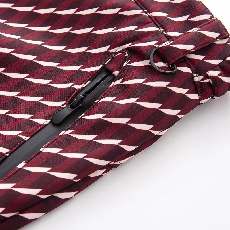Damen Winter Kapuzen Reißverschluss Bordeaux Ski Gepolsterte Parka Mantel Anzug Set Dame Winddicht Hose Hosen Trainingsanzug