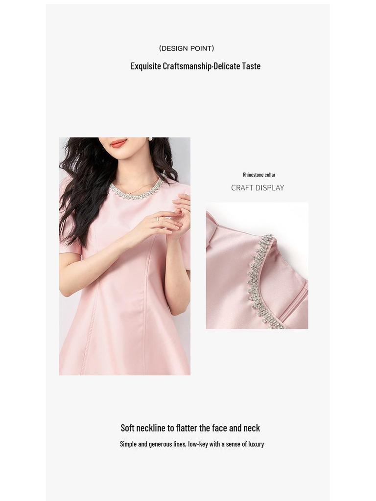 Studded Diamond Waist-Slimming Petite Socialite Dress