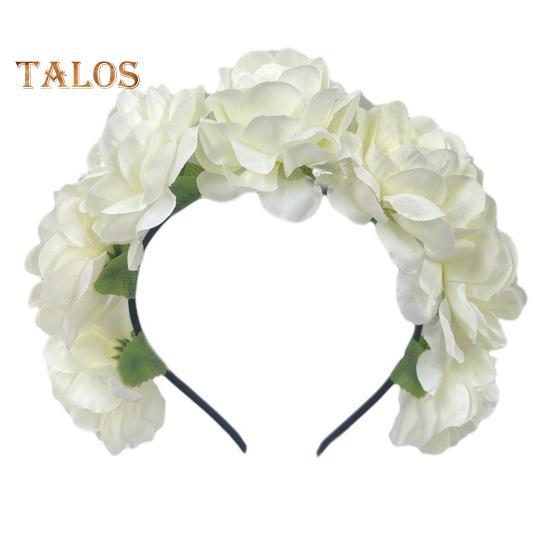 Imitation Rose Flower Headband Retro Fake Flower Decor Crown Headband Women Headpiece Hair Hoop Party Decor