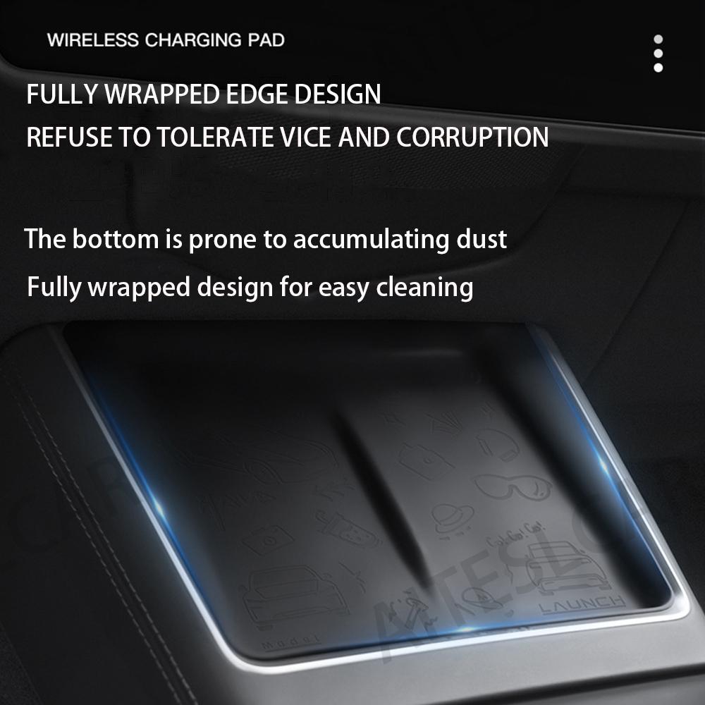 For TESLA Model Y Launch 2025 Wireless Charging Silicone Pad Central Control Charger Protector Cover Non-Slip Mat MY Accessories