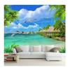 Coconut Tree Seaside Landscape Nature Wallpaper Living Room Theme Hotel Beach 3D Mural