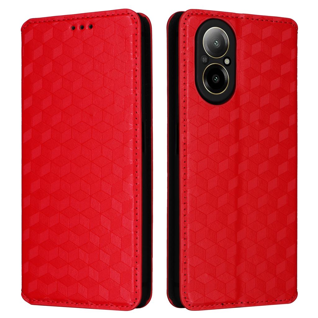 For Realme C67 4G/12 Lite 4G PU Leather Case Flip Wallet Rhombus Imprinted Magnetic Folio Cover