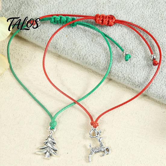 Festive Outfit Accessory for Winter Christmas Braided String Bracelet, Adjustable Handmade Bracelet with Metal Circumference Wrist Jewelry