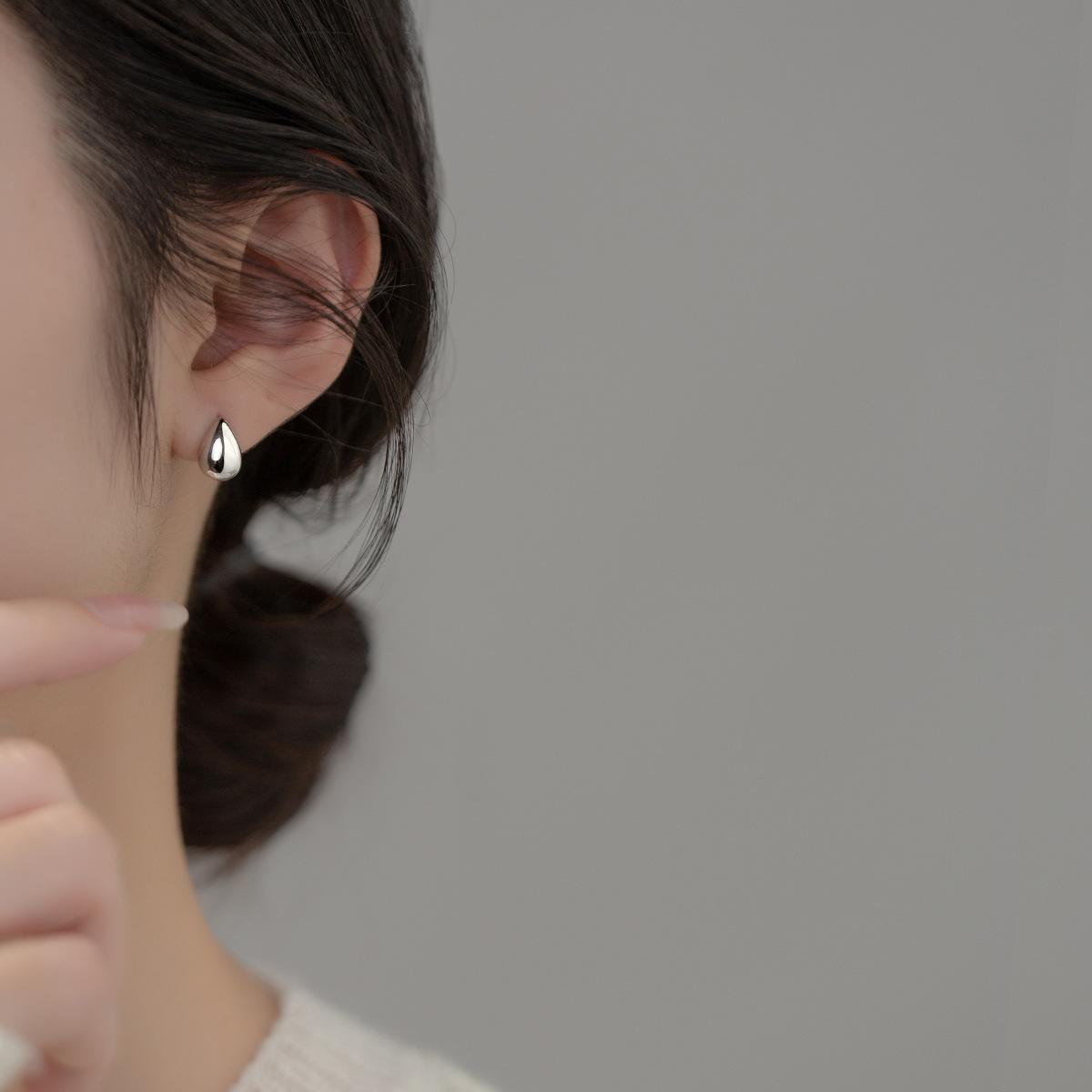 

Серьги из чистого серебра S925 с английскими буквами и ландшафтным рисунком в виде капель воды, компактные женские серьги