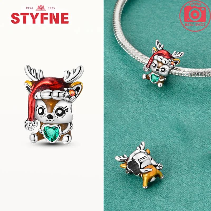 Copper New Christmas Charms Elk Santa Claus Bead Snowflake Bell Snowman Charm Fit Original Bracelet Diy Jewelry For Women