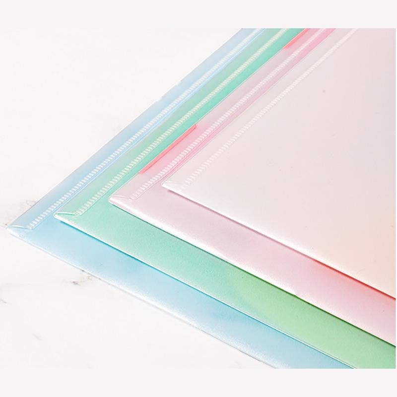 4pcs File Bags For Document Cute Cartoon File Holder Snap Button PVC Folder Pen Box Office Information Bag Student Stationery