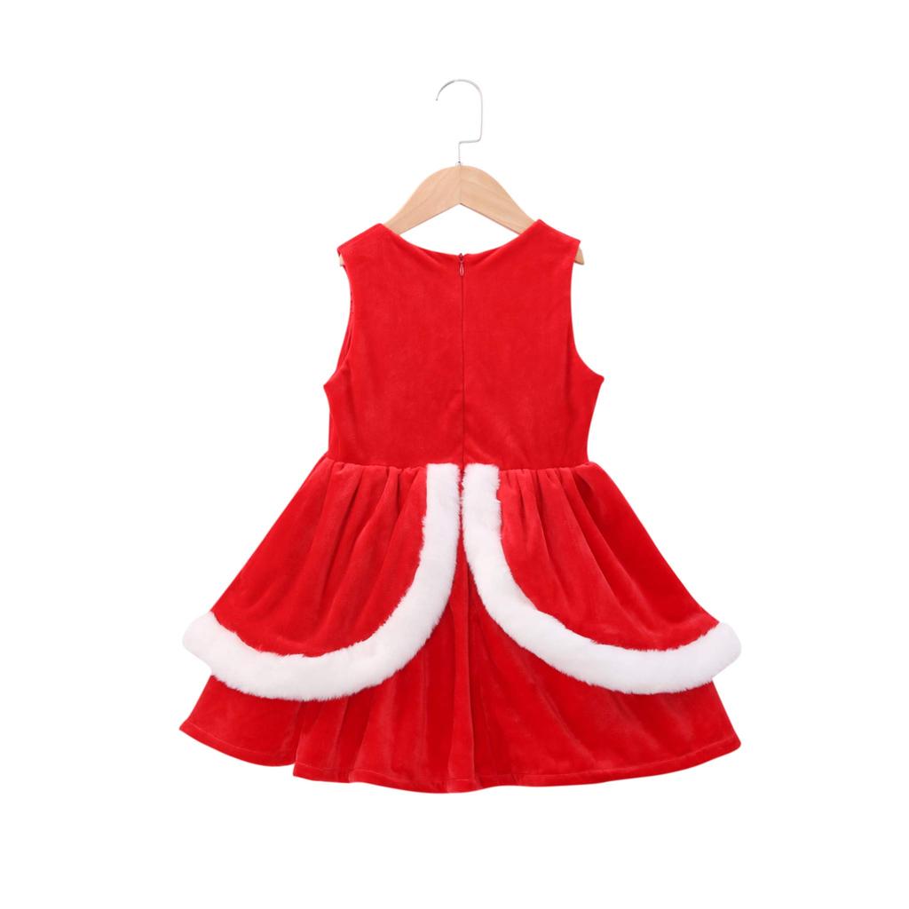 MISOAMISO Santa Santa Christmas Costume with Santa Claus Christmas Party Dress Size S Children's Costume, Dress, Fur, Girls' Dress, Kids' (Dress Only,