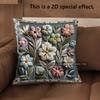 2D Floral Embroidered Pattern Decorative Pillow Covers Pattern Cushion Cover Suitable For Sofa Bedroom Car Pillow Cover