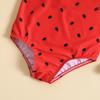 Girls' Exclusive Watermelon Seed Print One-Shoulder Swimsuit