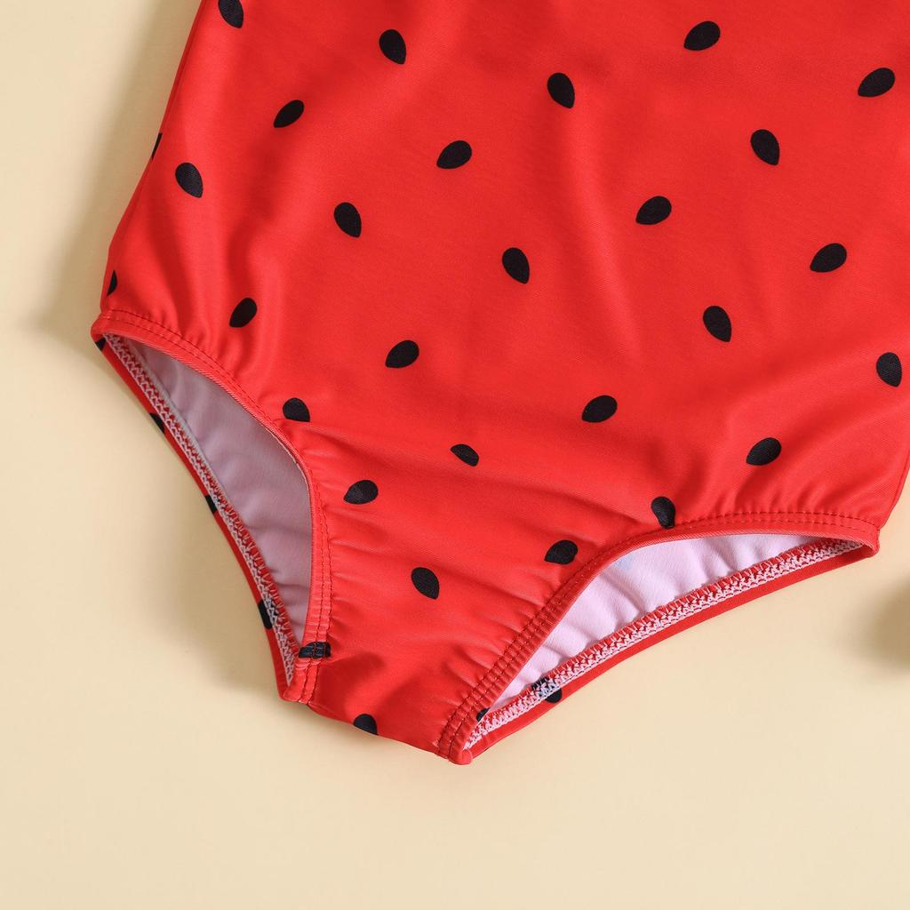 Girls' Watermelon Seed One-Shoulder Swimsuit