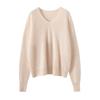 100% Pure Cashmere V-Neck Women's Loose Fit Brushed Knit Sweater - Long Sleeve Autumn/Winter Fashion Jumper