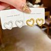Chic Fresh Sweet Style Brushed Hollow Heart Earrings for Women - High-End, Versatile, and Elegant Ear Ornaments.