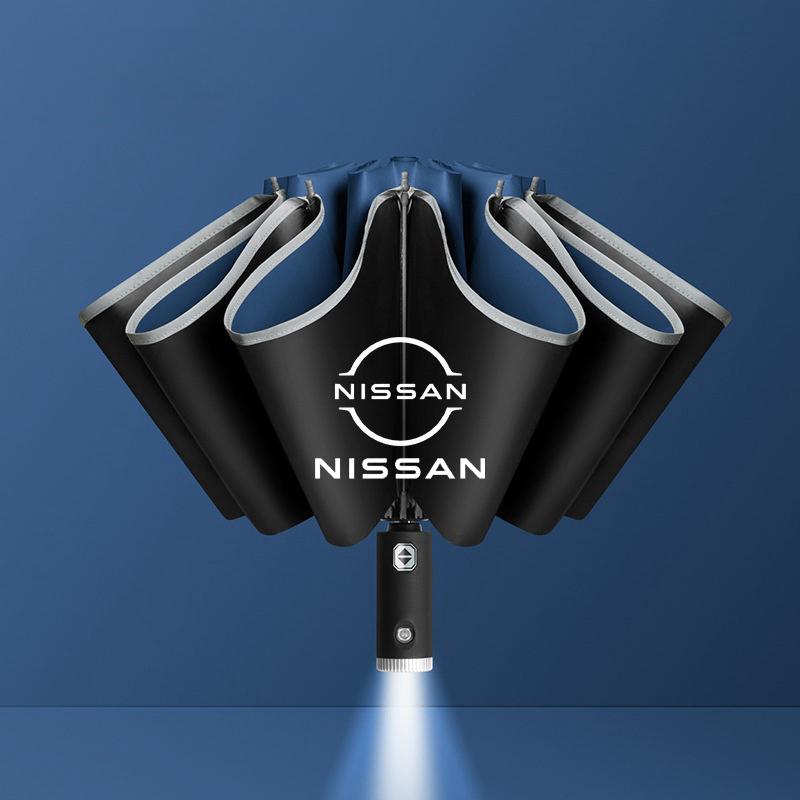 Regenschirm mit LED-Reflexstreifen Regen Windschirm Für Nissan sentra Serena maxima Versa Juke Micra rogue tiida x-trail nismo