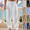 European and American Autumn Men's Breathable Cotton and Linen Trousers Temu Loose Casual Sports Linen Straight-leg Trousers