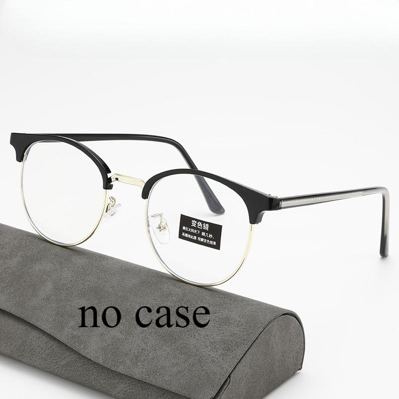 Retro and versatile anti blue light gray glasses, metal oval frame color changing glasses, eye protection glasses