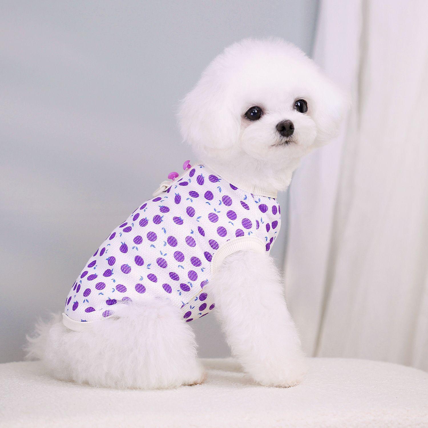 

Одежда для собак - футболка с фруктовым принтом и жилетом Bichon Teddy (Весна/Лето, 2 цвета) XL (8.5-12 jin) фиолетовый