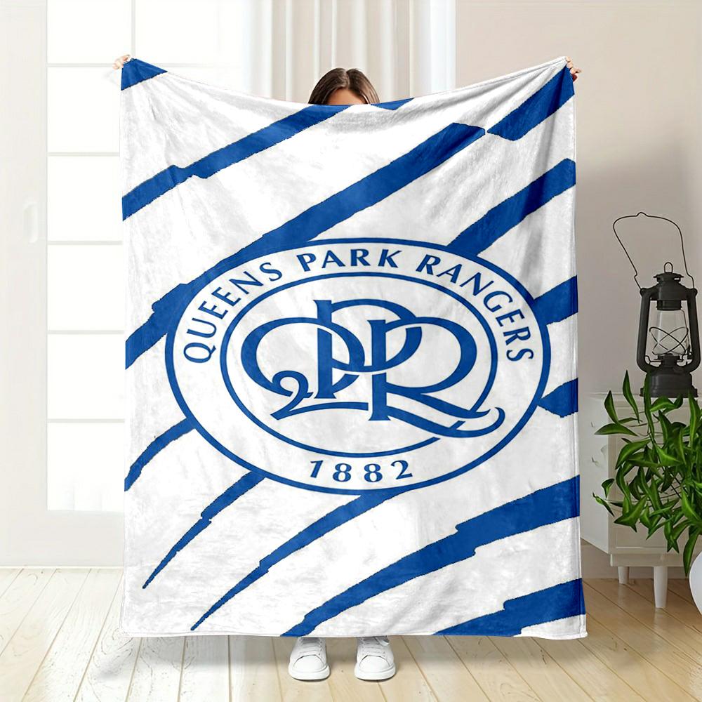 Queens Park Rangers Football Emblem Printed Flannel Blanket for Bedroom, Living Room, Sofa, and Nap