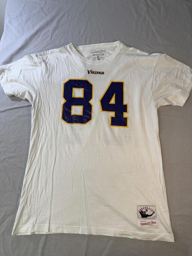 Vikings Randy Moss 84 T-shirt Jersey Mitchell Ness Throwback Unisex T-Shirt S