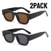 2PCS New Fashion Small Rectangle Sunglasses Men Women Wide Leg Glasses Outdoor Travel Shades Vintage Shades UV400